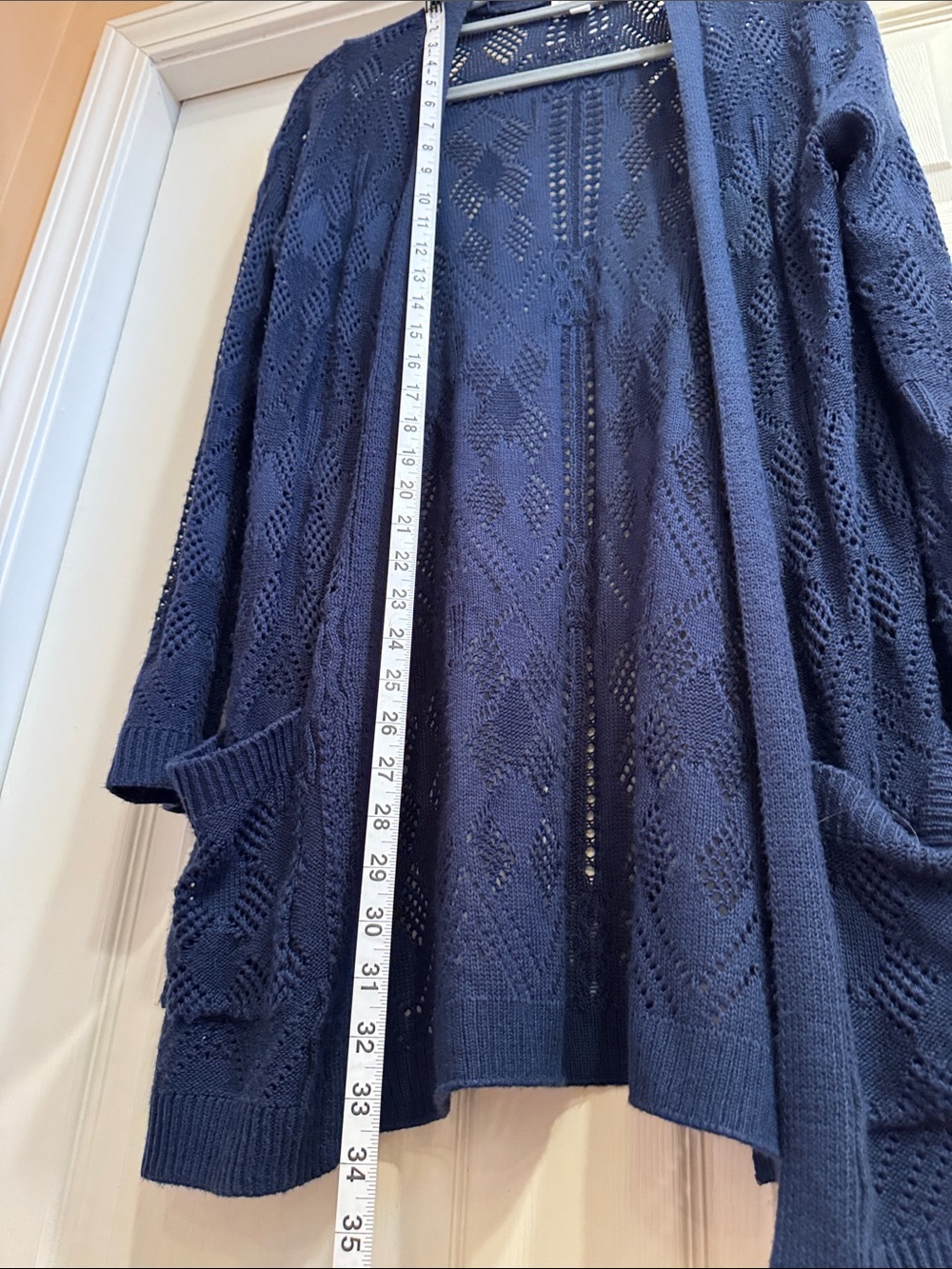 Like New Market & Spruce Navy Open-Front Knit Long Cardigan - Picture 6 of 6